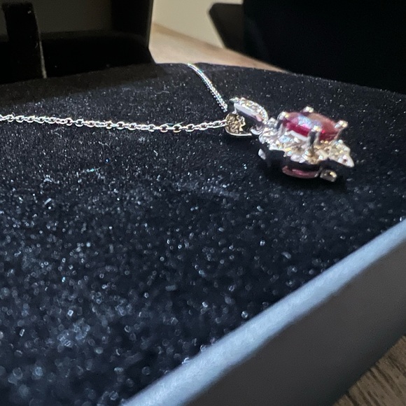 Le Vian Natural Ruby Necklace 1/4 ct tw Diamonds 14K Vanilla Gold - Picture 3 of 3